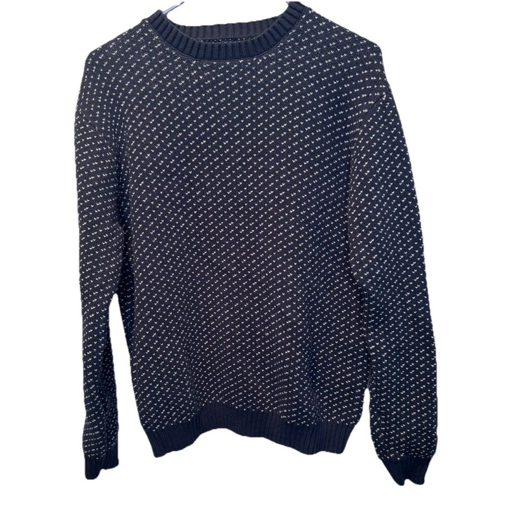 Line of Trade‎ Navy Blue Bergen Jacquard Mens Knit Crewneck Sweater XL Classic